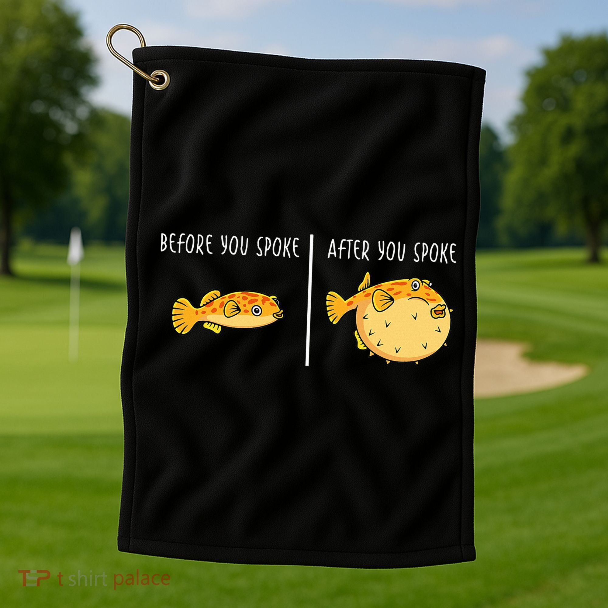 Puffer Fish Blowfish Funny Puffer Fish Golf Towel