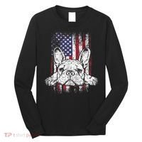 Patriotic French Bulldog American Flag Dog Long Sleeve Shirt thumb 0