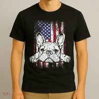 Patriotic French Bulldog American Flag Dog T-Shirt thumb 3