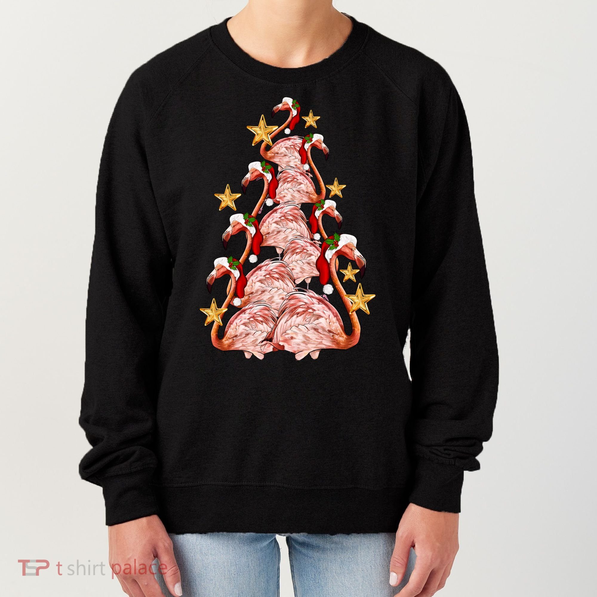 Pink Flamingo Christmas Tree Cute Flamingos Holiday DéCor Great Gift Women's Sweatshirt