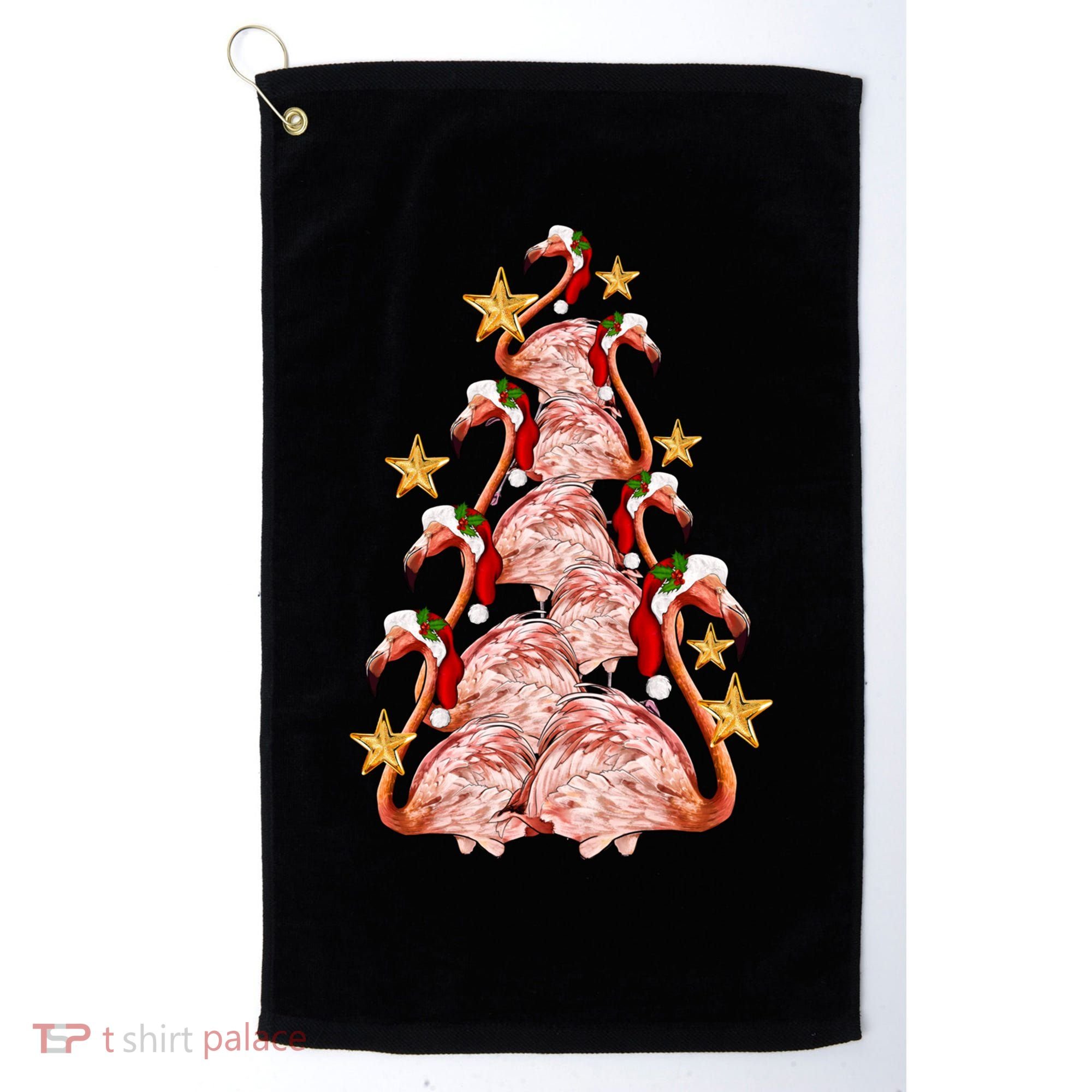 Pink Flamingo Christmas Tree Cute Flamingos Holiday DéCor Great Gift Golf Towel