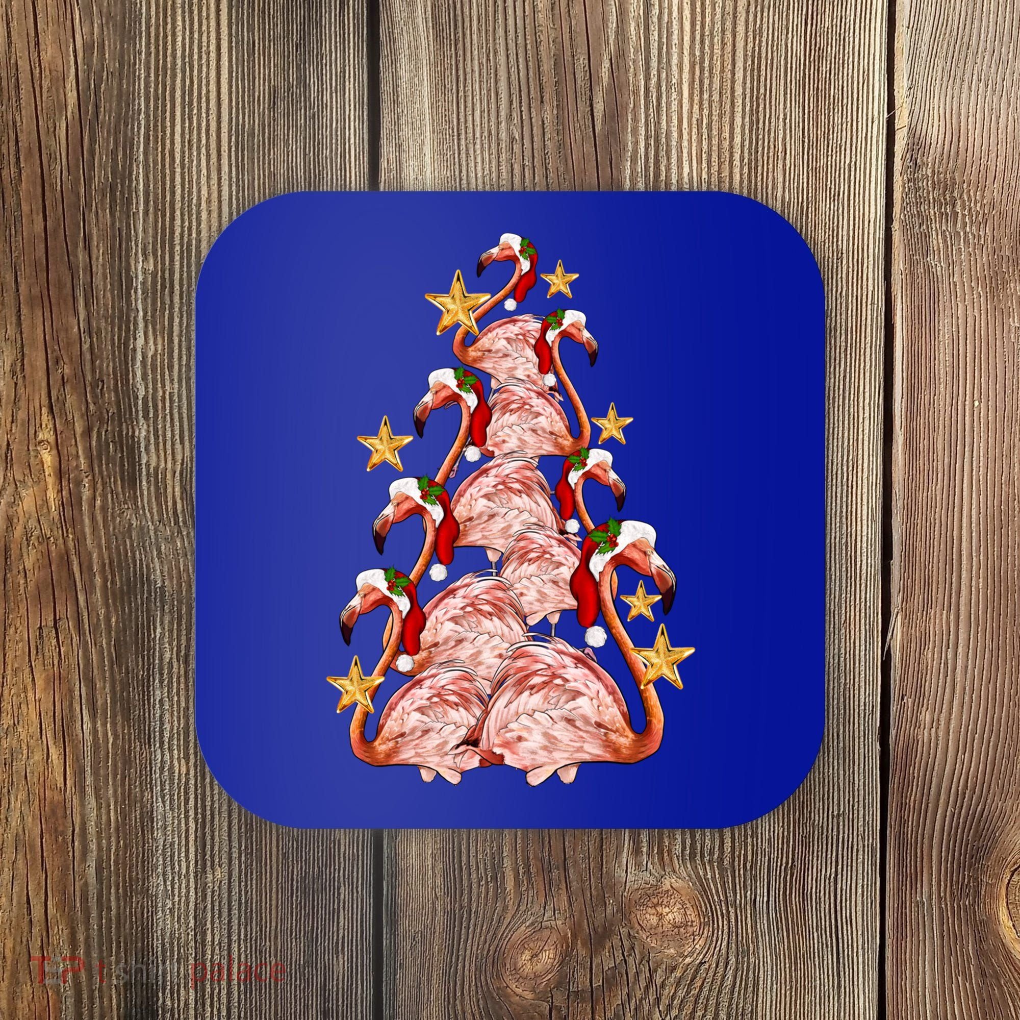 Pink Flamingo Christmas Tree Cute Flamingos Holiday DéCor Great Gift Coaster
