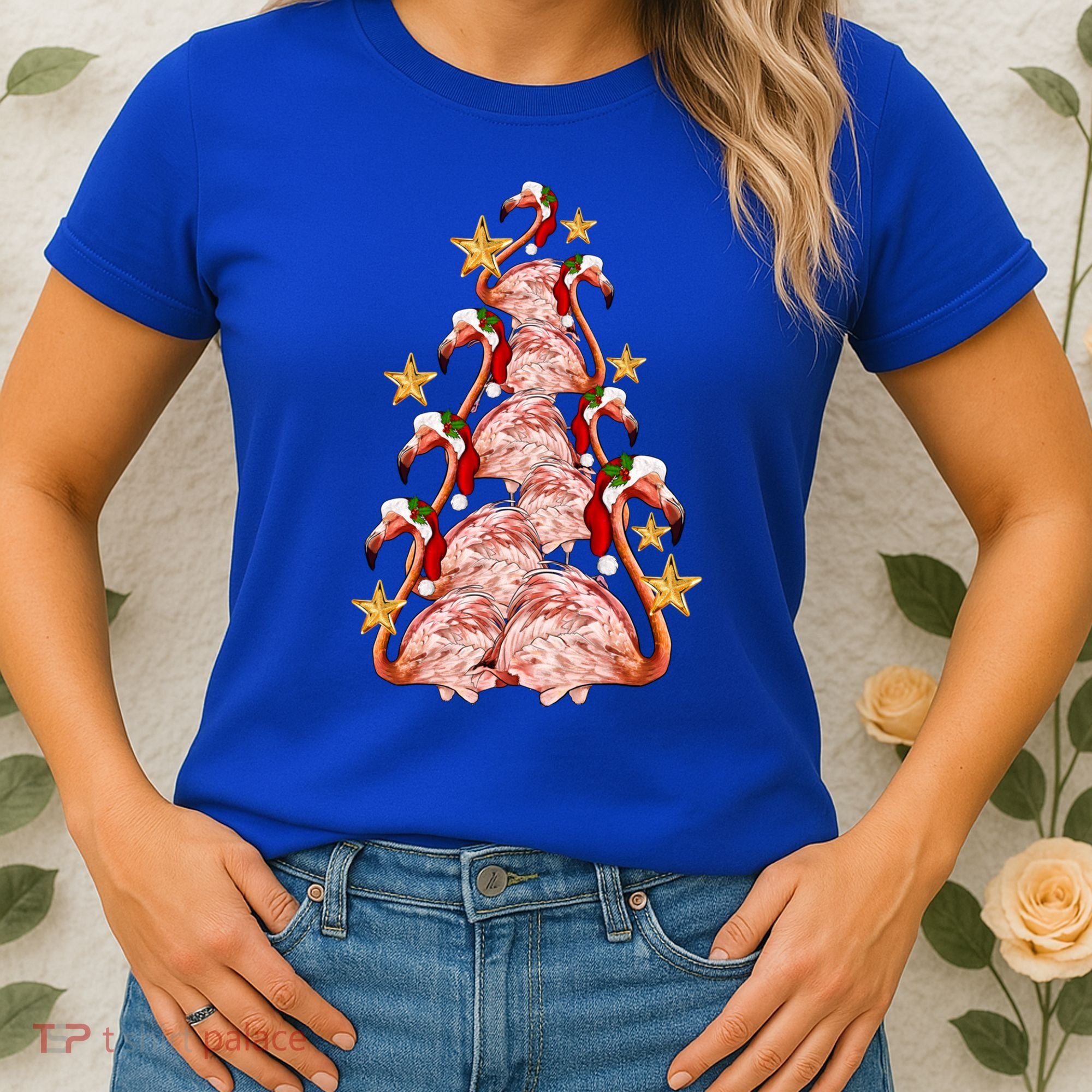 Pink Flamingo Christmas Tree Cute Flamingos Holiday DéCor Great Gift Women's T-Shirt