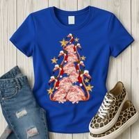 Pink Flamingo Christmas Tree Cute Flamingos Holiday DéCor Great Gift Women's T-Shirt thumb 3