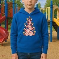Pink Flamingo Christmas Tree Cute Flamingos Holiday DéCor Great Gift Kids Hoodie thumb 2