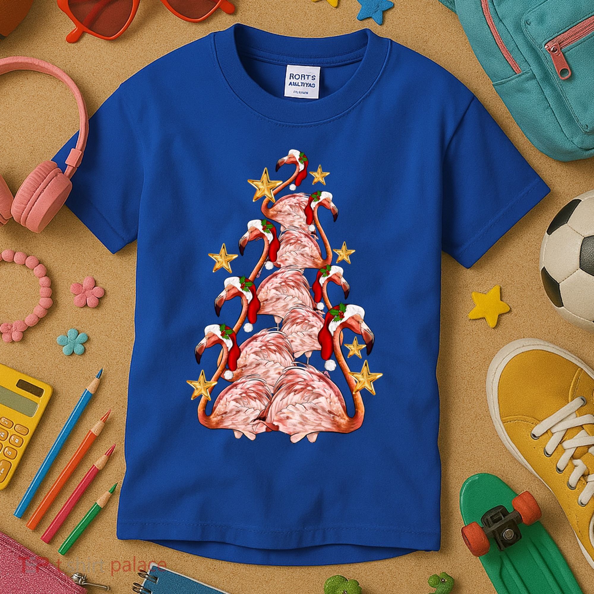 Pink Flamingo Christmas Tree Cute Flamingos Holiday DéCor Great Gift Kids T-Shirt