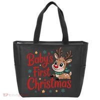 Personalized First Christmas Custom Name Text Tote Bag thumb 0