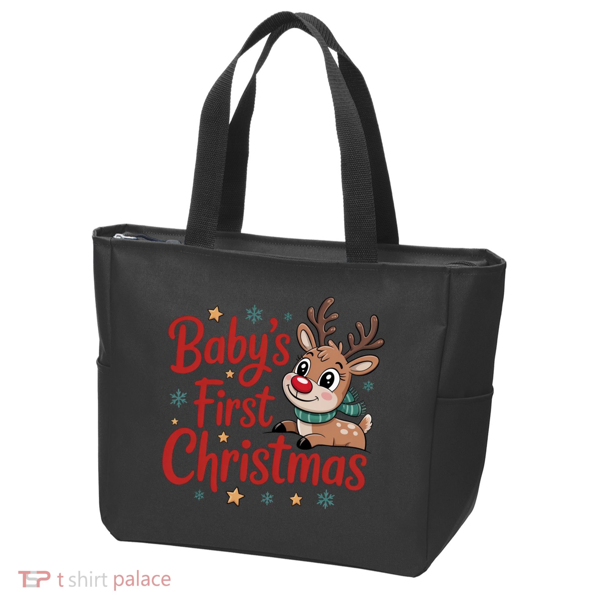 Personalized First Christmas Custom Name Text Tote Bag