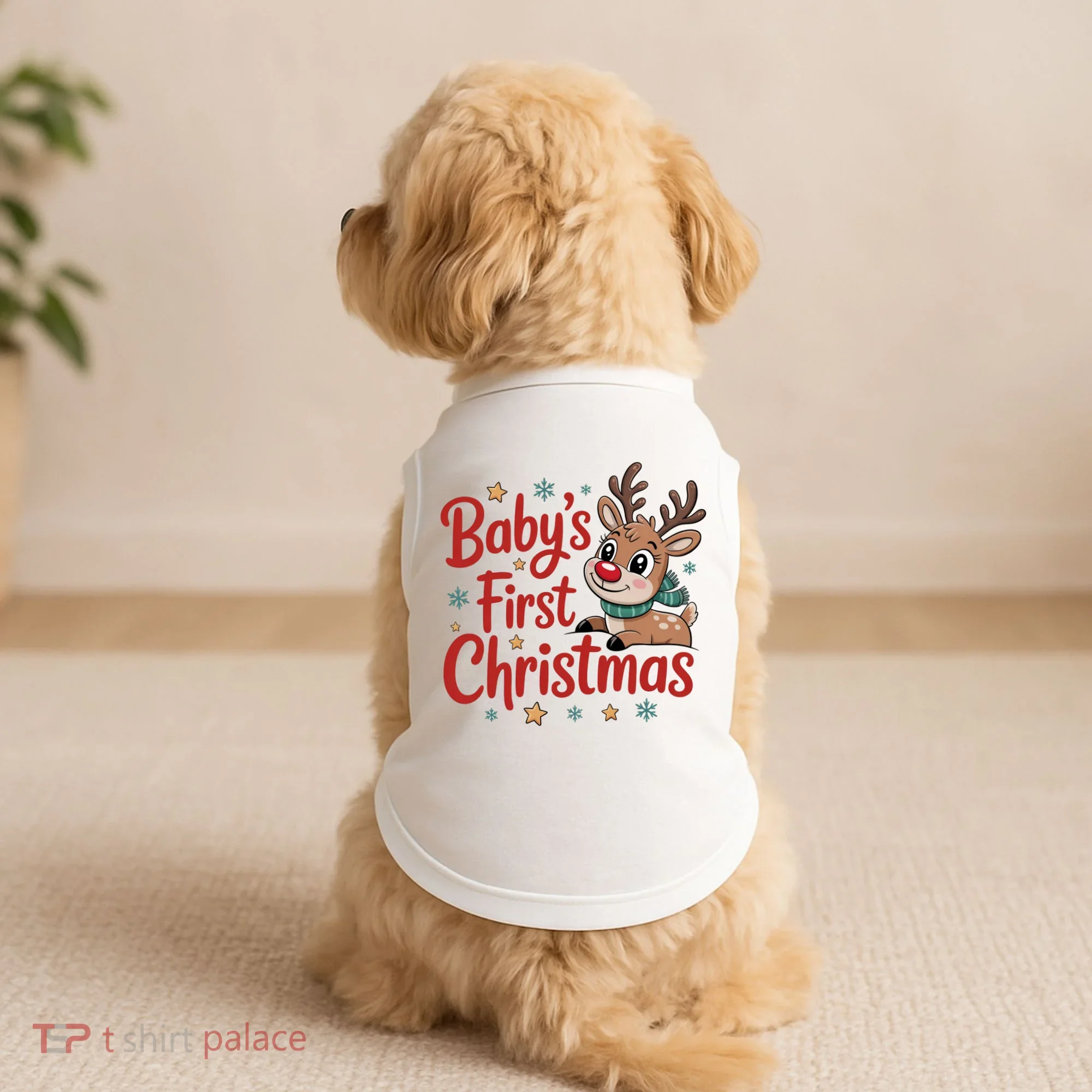 Personalized First Christmas Custom Name Text Doggie Tank