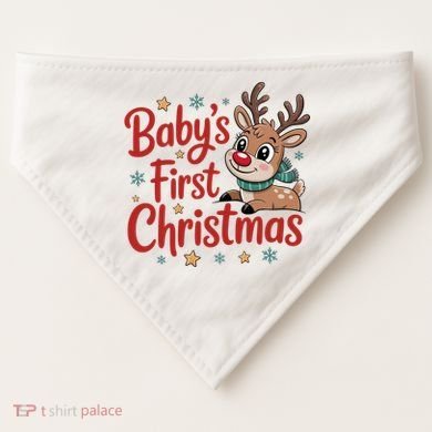 Personalized First Christmas Custom Name Text USA-Made Doggie Bandana