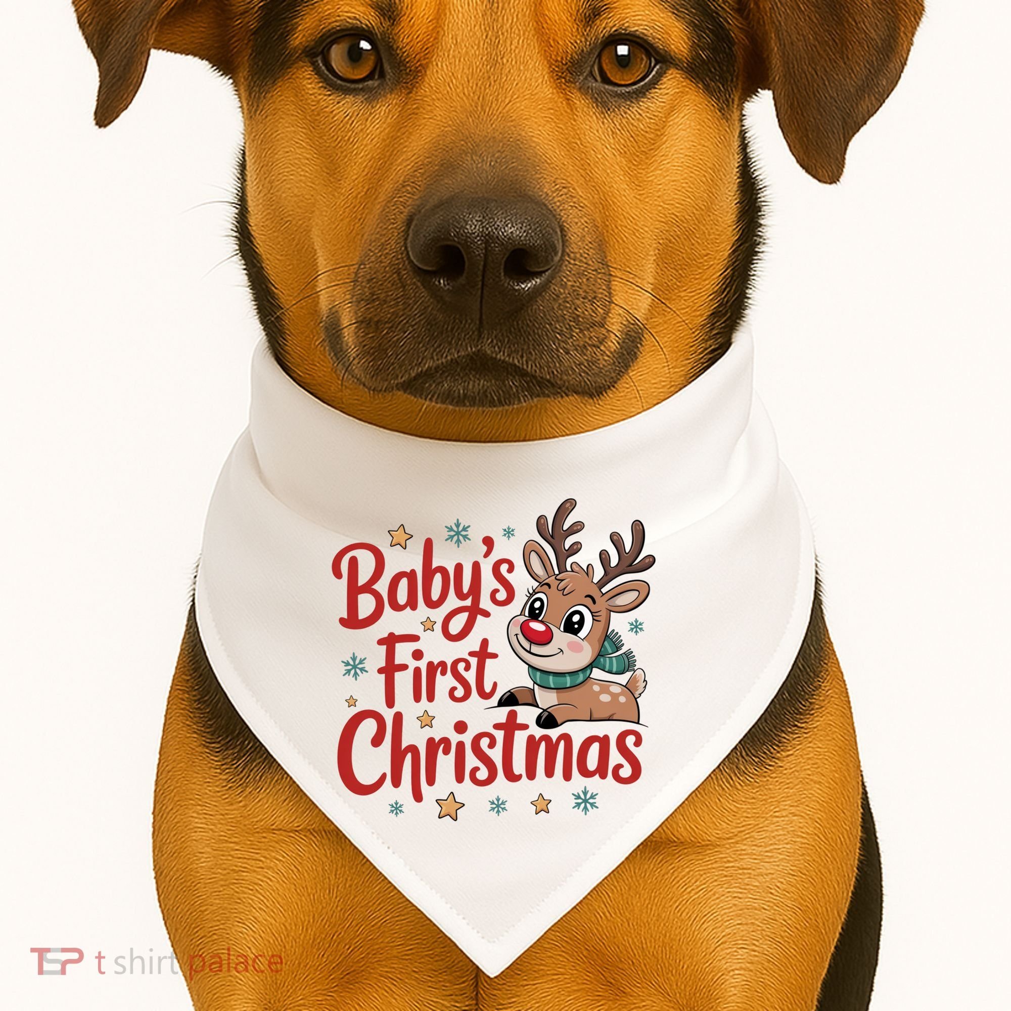 Personalized First Christmas Custom Name Text USA-Made Doggie Bandana