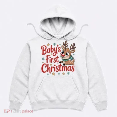 Personalized First Christmas Custom Name Text Hoodie
