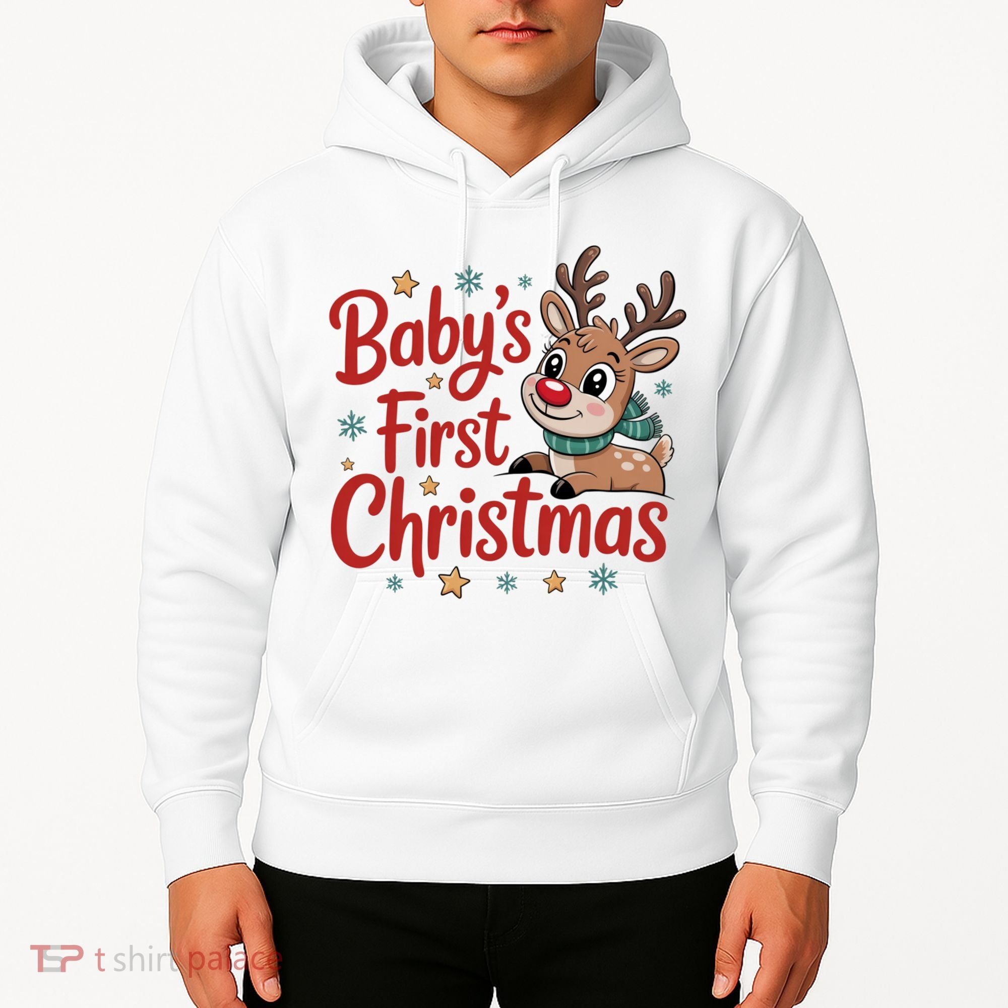 Personalized First Christmas Custom Name Text Hoodie