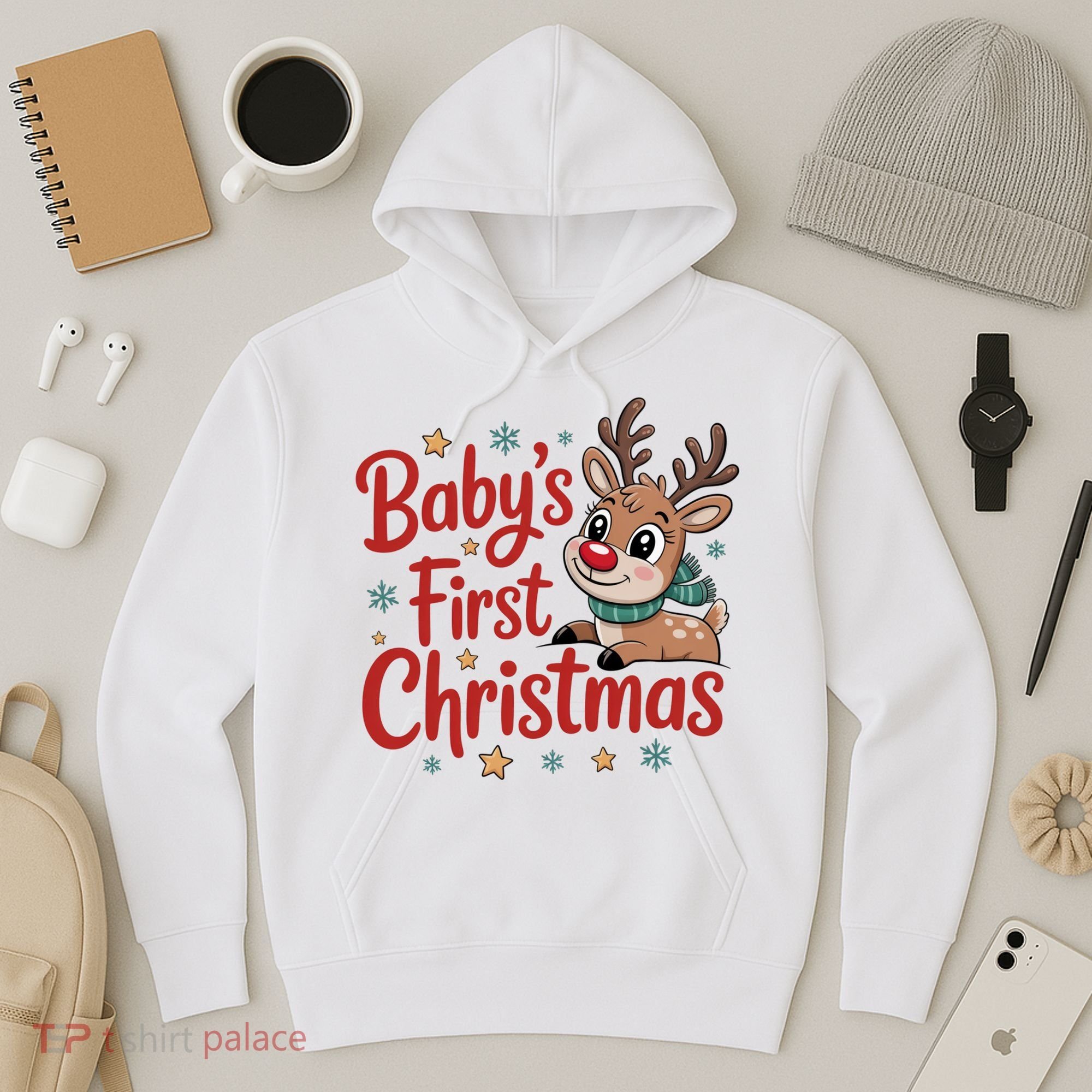 Personalized First Christmas Custom Name Text Hoodie