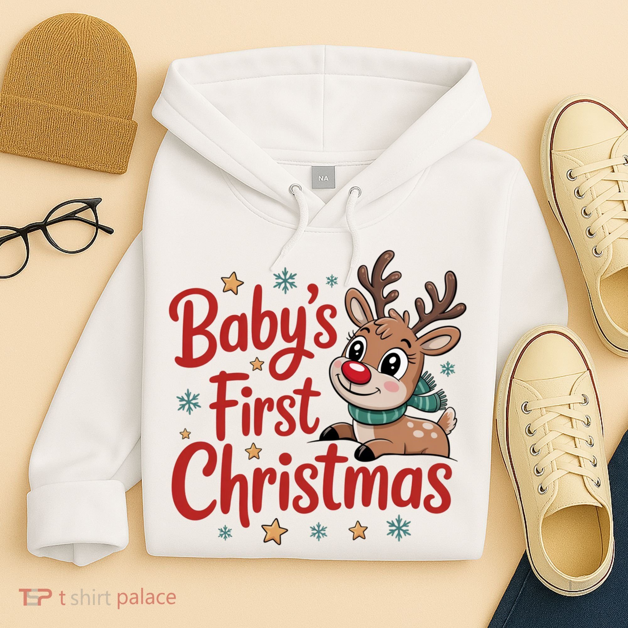Personalized First Christmas Custom Name Text Hoodie
