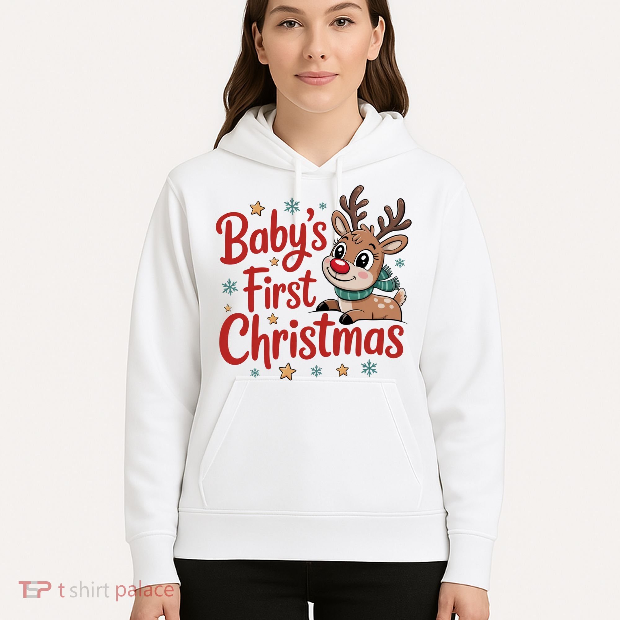 Personalized First Christmas Custom Name Text Hoodie