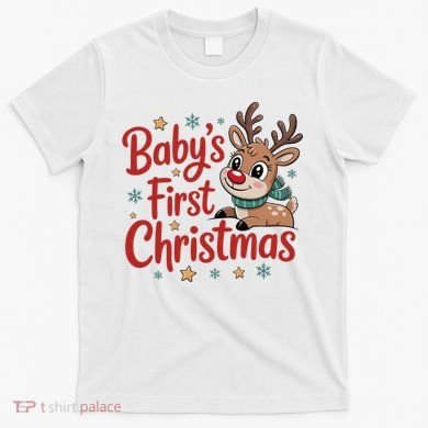 Personalized First Christmas Custom Name Text T-Shirt
