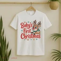 Personalized First Christmas Custom Name Text T-Shirt thumb 2