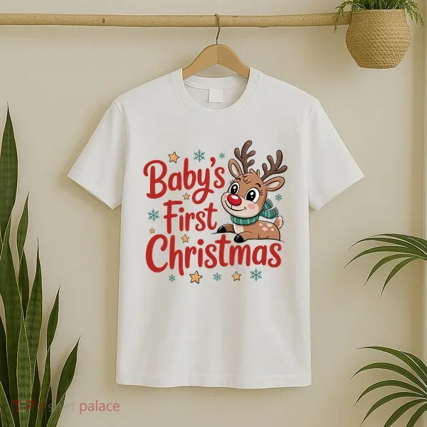 Personalized First Christmas Custom Name Text T-Shirt