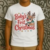 Personalized First Christmas Custom Name Text T-Shirt thumb 3