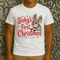 Personalized First Christmas Custom Name Text T-Shirt thumb 3