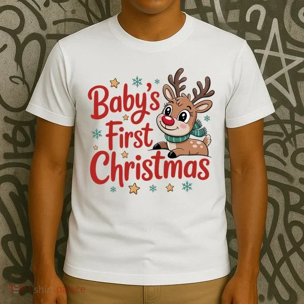 Personalized First Christmas Custom Name Text T-Shirt