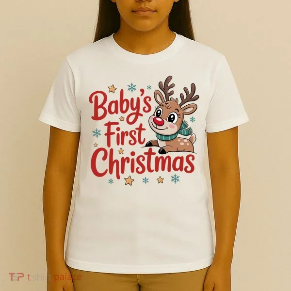 Personalized First Christmas Custom Name Text T-Shirt