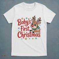 Personalized First Christmas Custom Name Text T-Shirt thumb 5