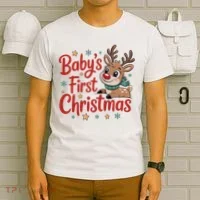 Personalized First Christmas Custom Name Text T-Shirt thumb 6