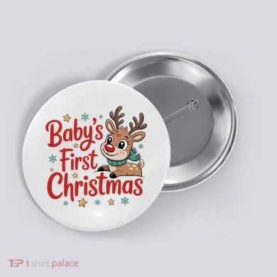 Personalized First Christmas Custom Name Text Button