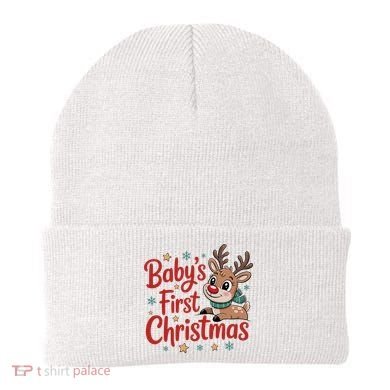 Personalized First Christmas Custom Name Text Beanie