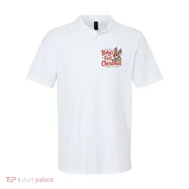 Personalized First Christmas Custom Name Text Polo