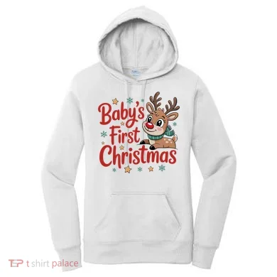 Personalized First Christmas Custom Name Text Women's Hoodie