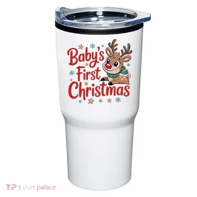 Personalized First Christmas Custom Name Text Tumbler