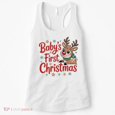 Personalized First Christmas Custom Name Text Women's Tank Top
