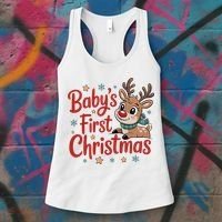 Personalized First Christmas Custom Name Text Women's Tank Top thumb 3