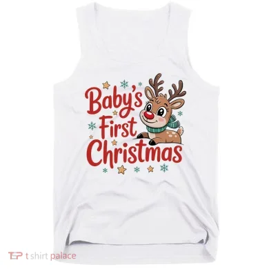 Personalized First Christmas Custom Name Text Tank Top