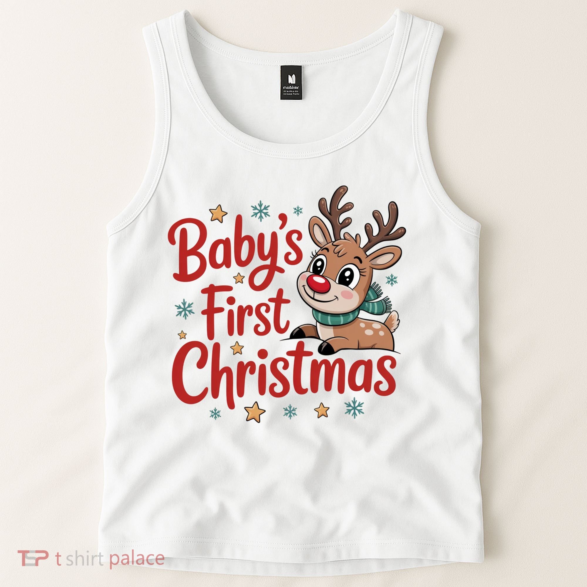 Personalized First Christmas Custom Name Text Tank Top