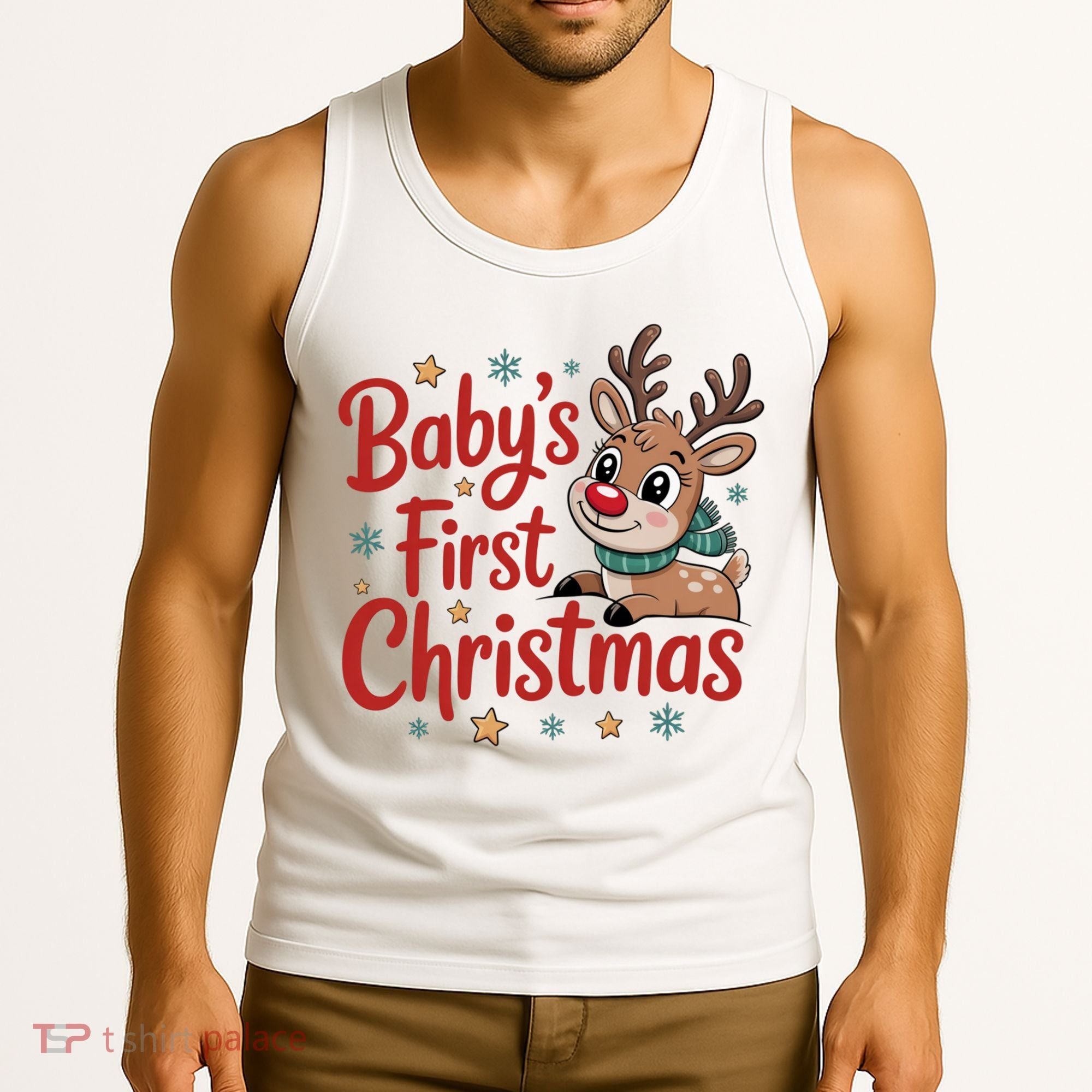 Personalized First Christmas Custom Name Text Tank Top