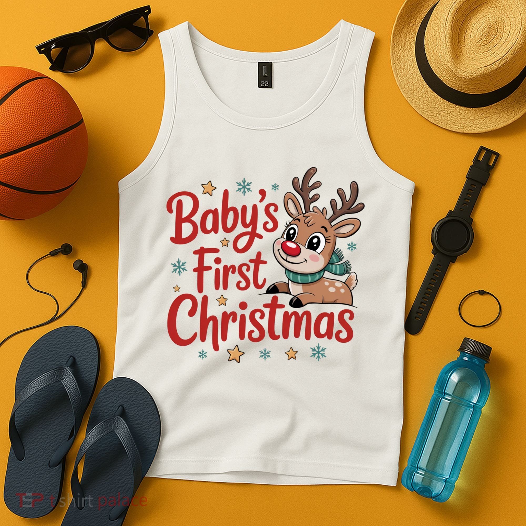 Personalized First Christmas Custom Name Text Tank Top