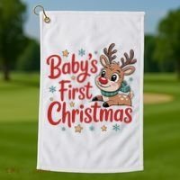 Personalized First Christmas Custom Name Text Golf Towel thumb 1