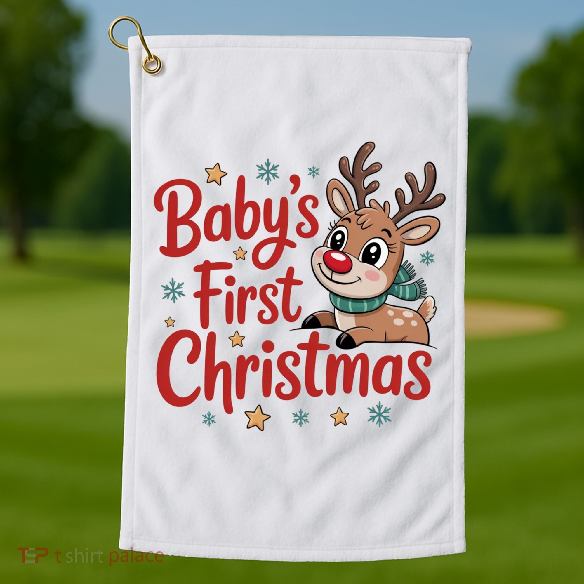 Personalized First Christmas Custom Name Text Golf Towel