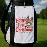 Personalized First Christmas Custom Name Text Golf Towel thumb 2
