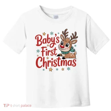 Personalized First Christmas Custom Name Text Toddler T-Shirt