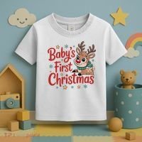 Personalized First Christmas Custom Name Text Toddler T-Shirt thumb 3