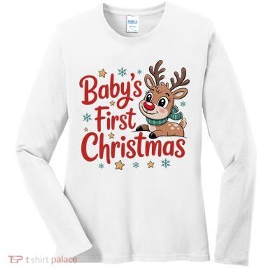 Personalized First Christmas Custom Name Text Women's Long Sleeve Shirt