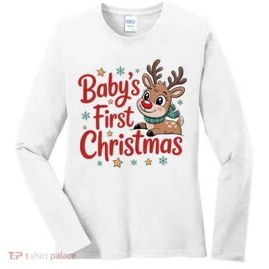 Personalized First Christmas Custom Name Text Women's Long Sleeve Shirt