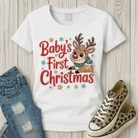 Personalized First Christmas Custom Name Text Women's T-Shirt thumb 3