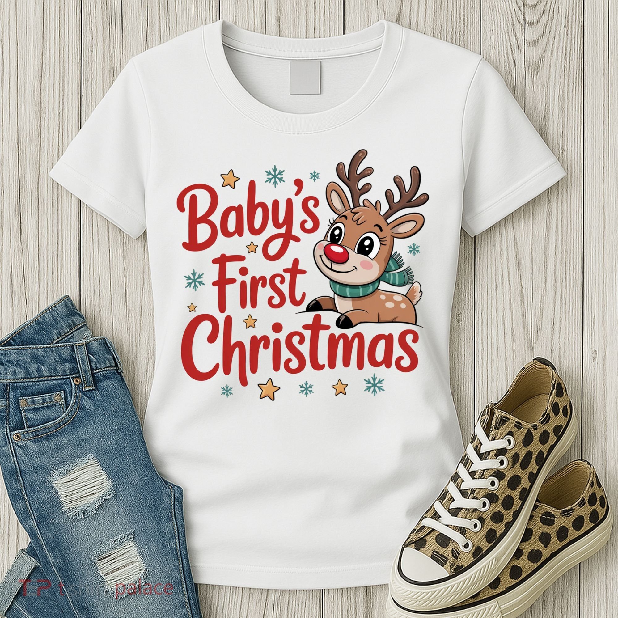 Personalized First Christmas Custom Name Text Women's T-Shirt