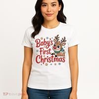 Personalized First Christmas Custom Name Text Women's T-Shirt thumb 4